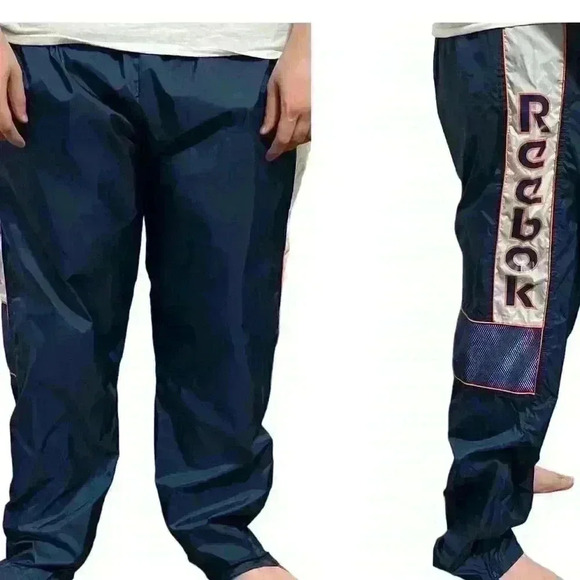 Reebok Vintage Black Track Pants Men’s 2XL Retro Elastic Waist Zip Ankles - Picture 9 of 9